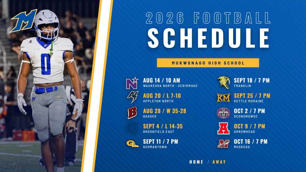 Mukwonago football’s animated 2026 schedule graphic